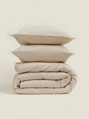 100% Linen Duvet Set in Cream