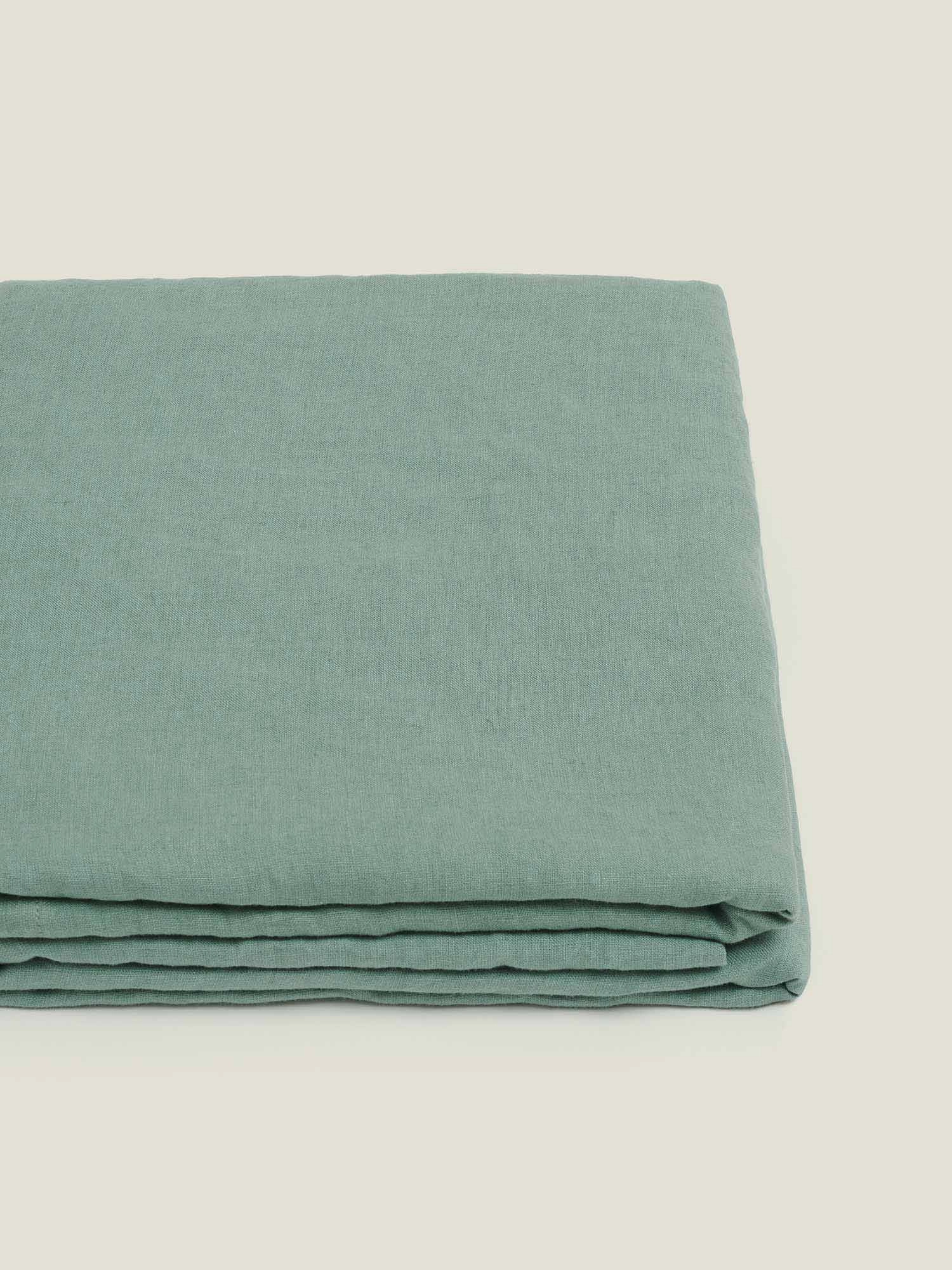 100% Linen Flat Sheet in Green Fig
