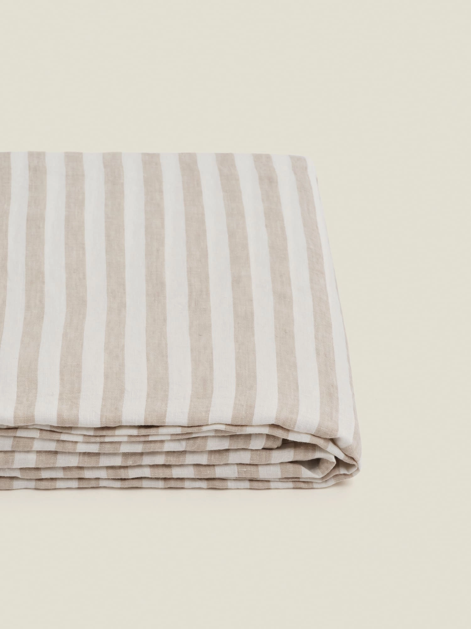 100% Linen Flat Sheet in Wide Natural Stripes