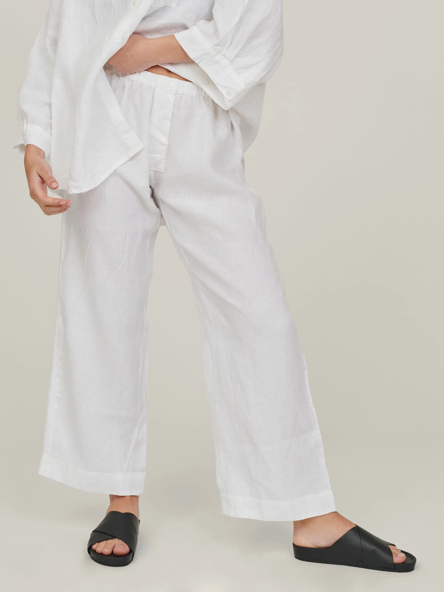 100% Linen pants in White