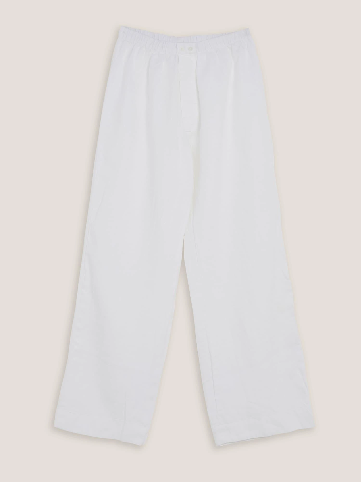 100% Linen pants in White