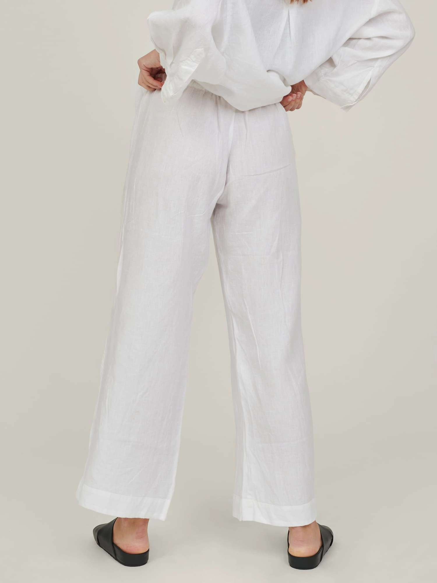 100% Linen pants in White