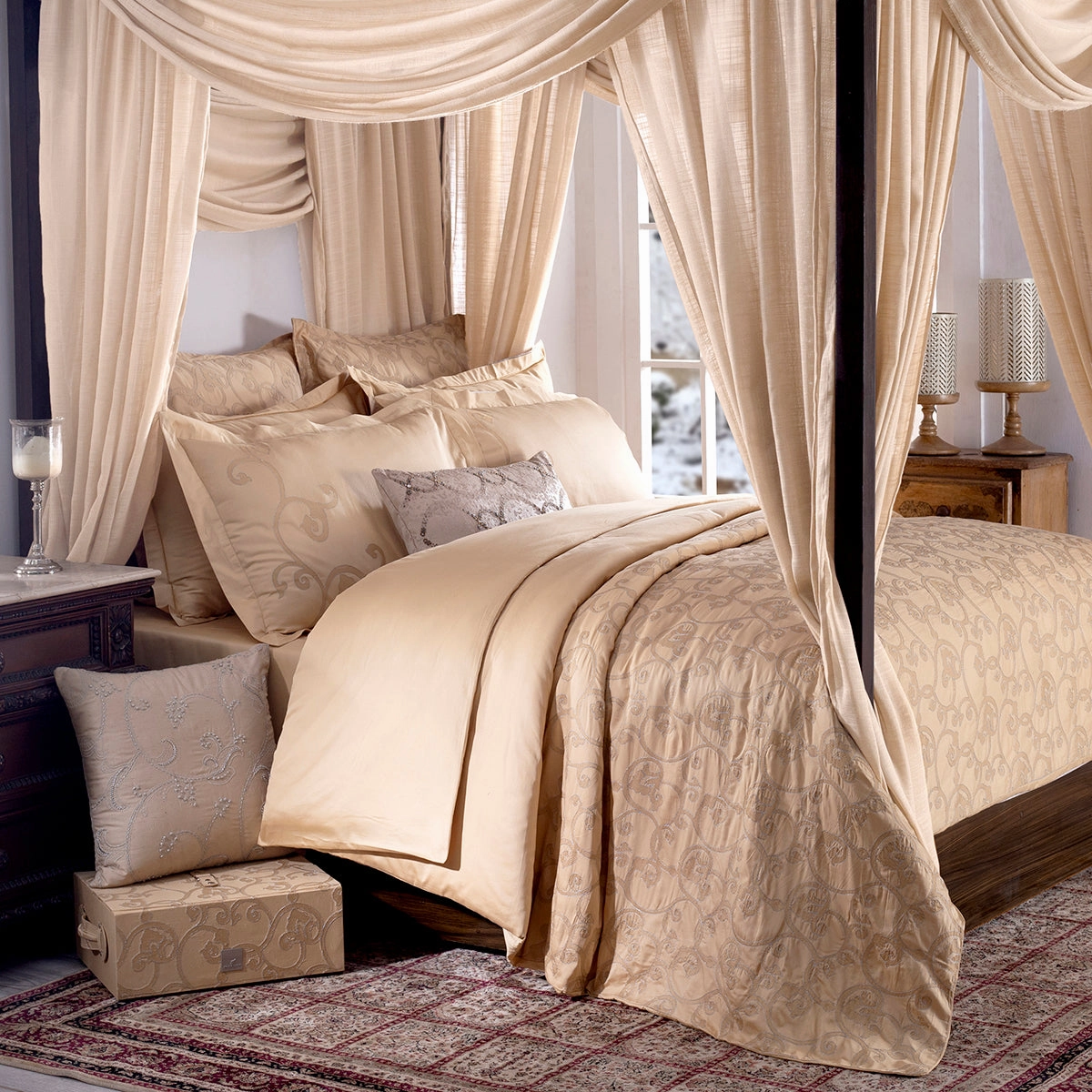 11PC Duvet Cover Set Splendid Zest Flecked Plot Elan Gold