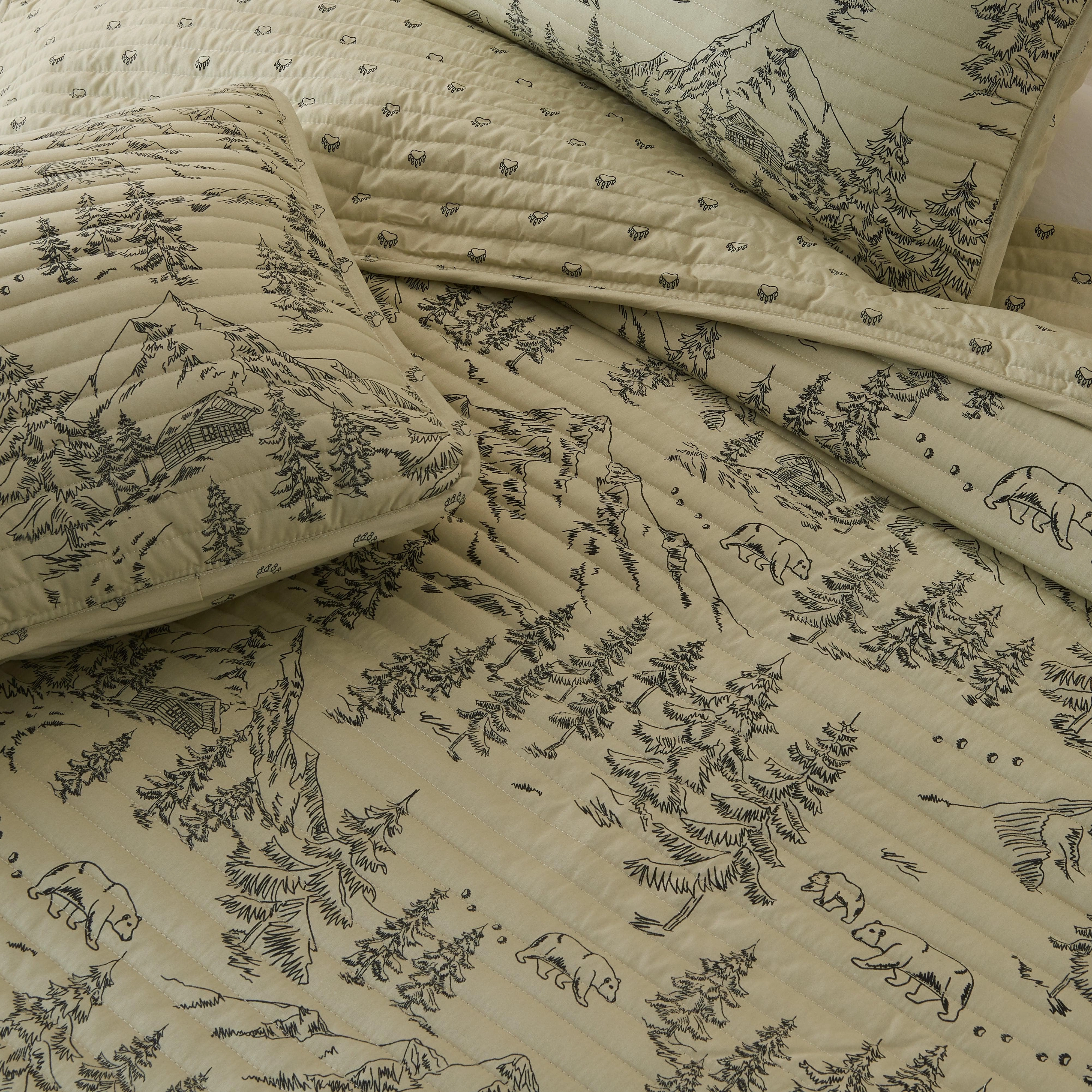 3 Piece Lodge Printed Quilt - Moonlight Ridge