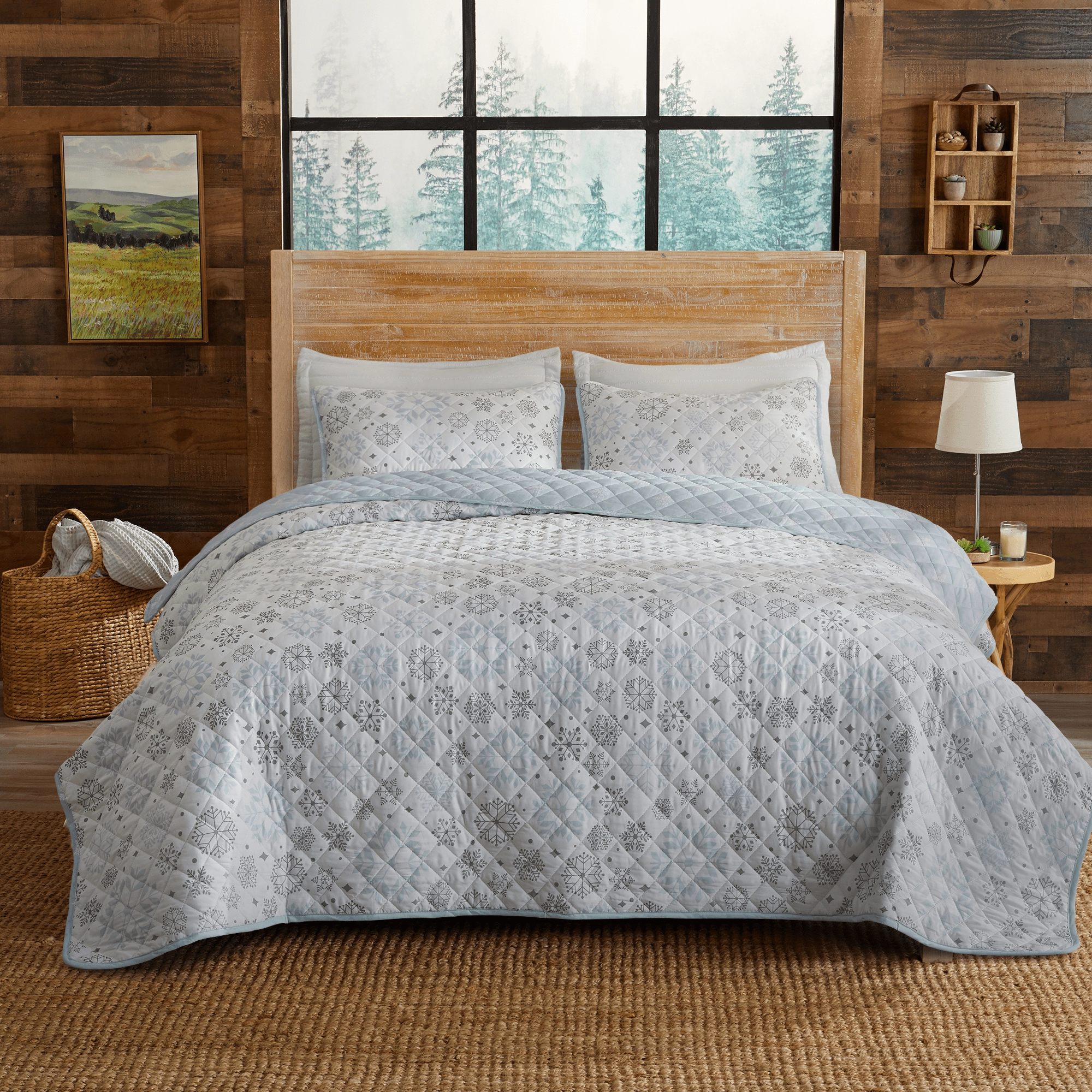 3 Piece Snowflake Quilt - Nova Collection