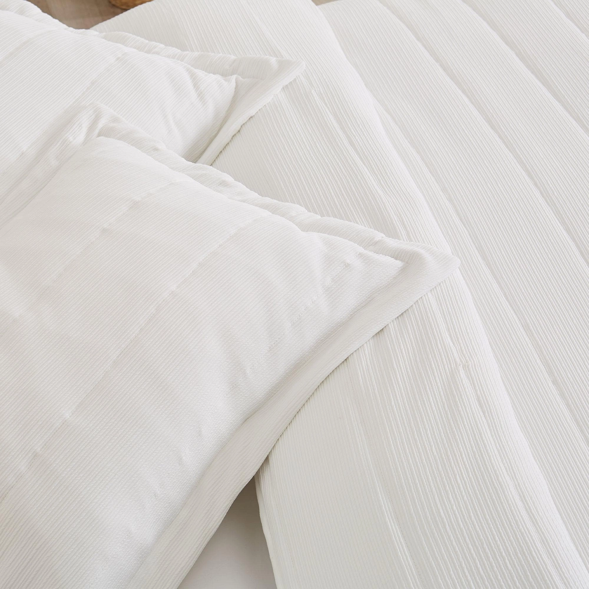 3 Piece Textured Striped Quilt Set - Ellie Collection