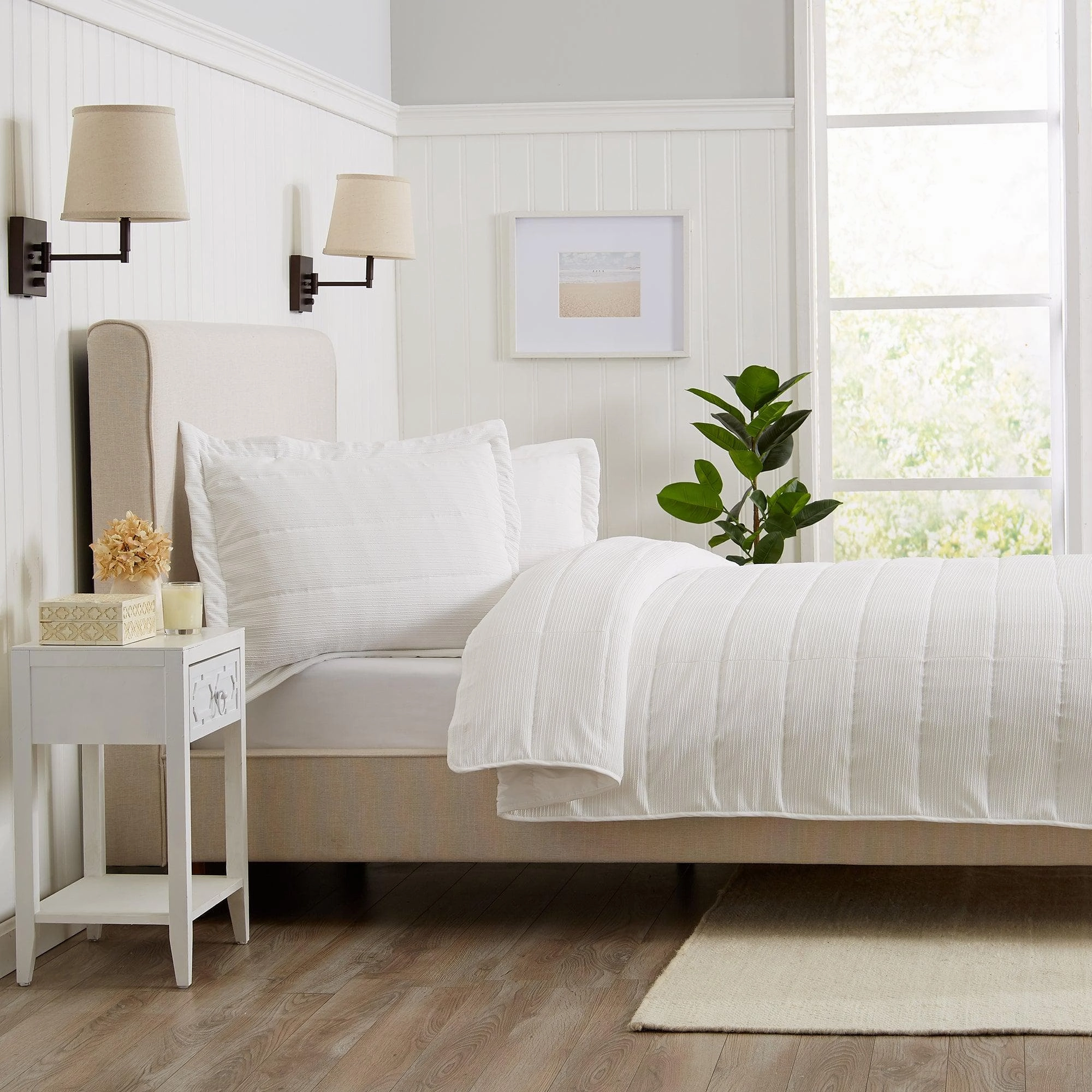 3 Piece Textured Striped Quilt Set - Ellie Collection