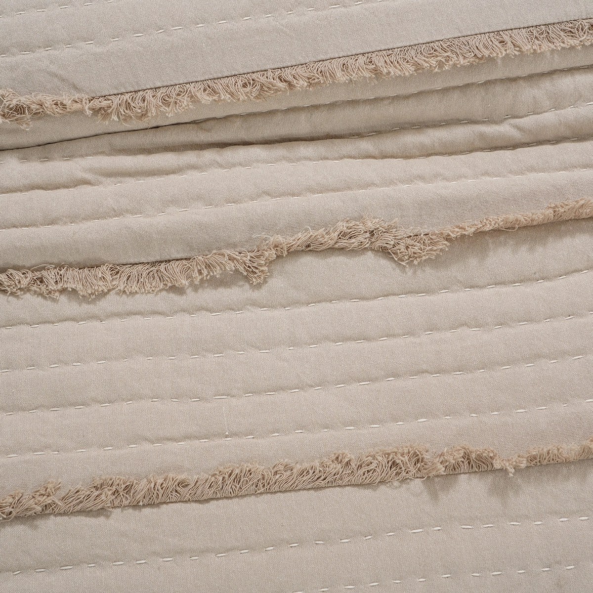 9PC Quilt/Quilted Bed Cover Set Rurban Rhupsodic Freyed Path Neutral