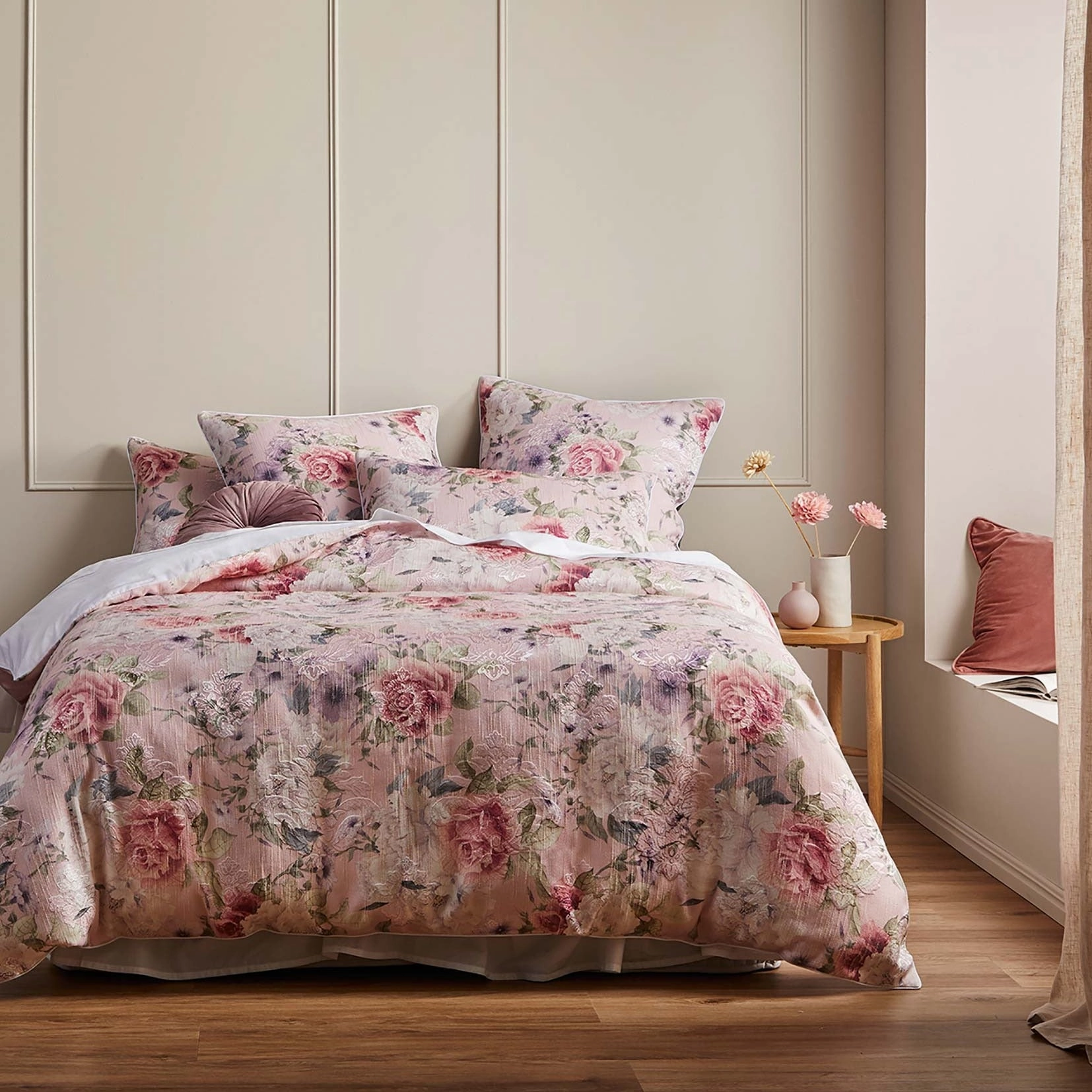 Alana Peach Quilt Cover Set by Logan and Mason Platinum