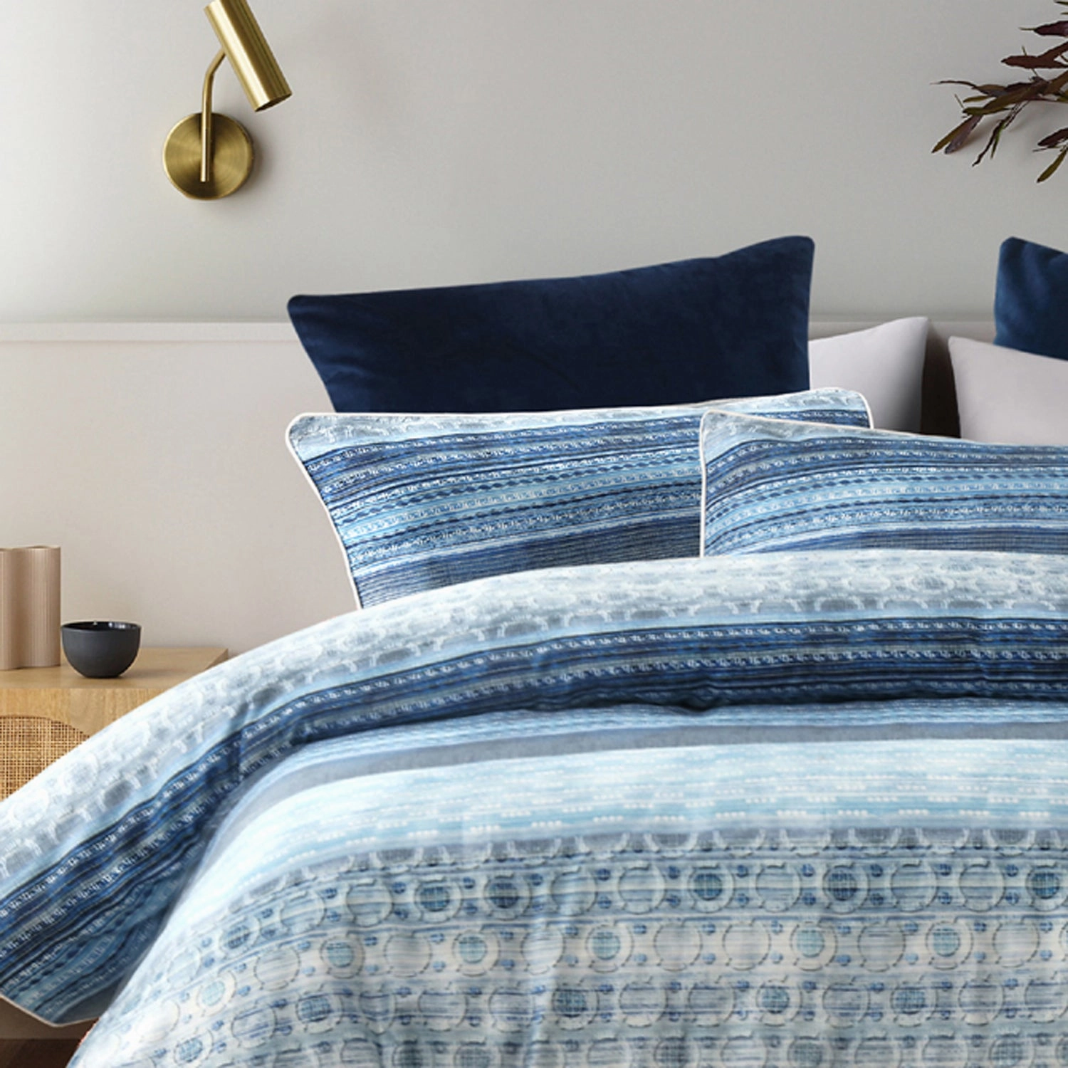 Amata Quilt Cover Set Blue
