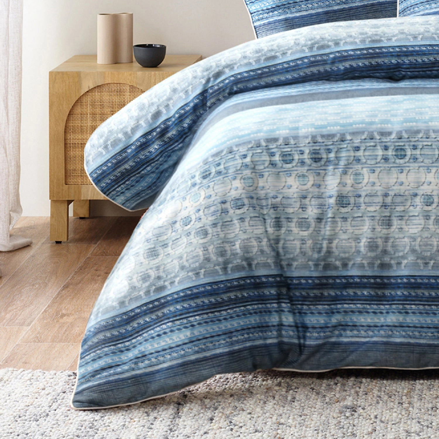 Amata Quilt Cover Set Blue
