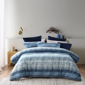 Amata Quilt Cover Set Blue