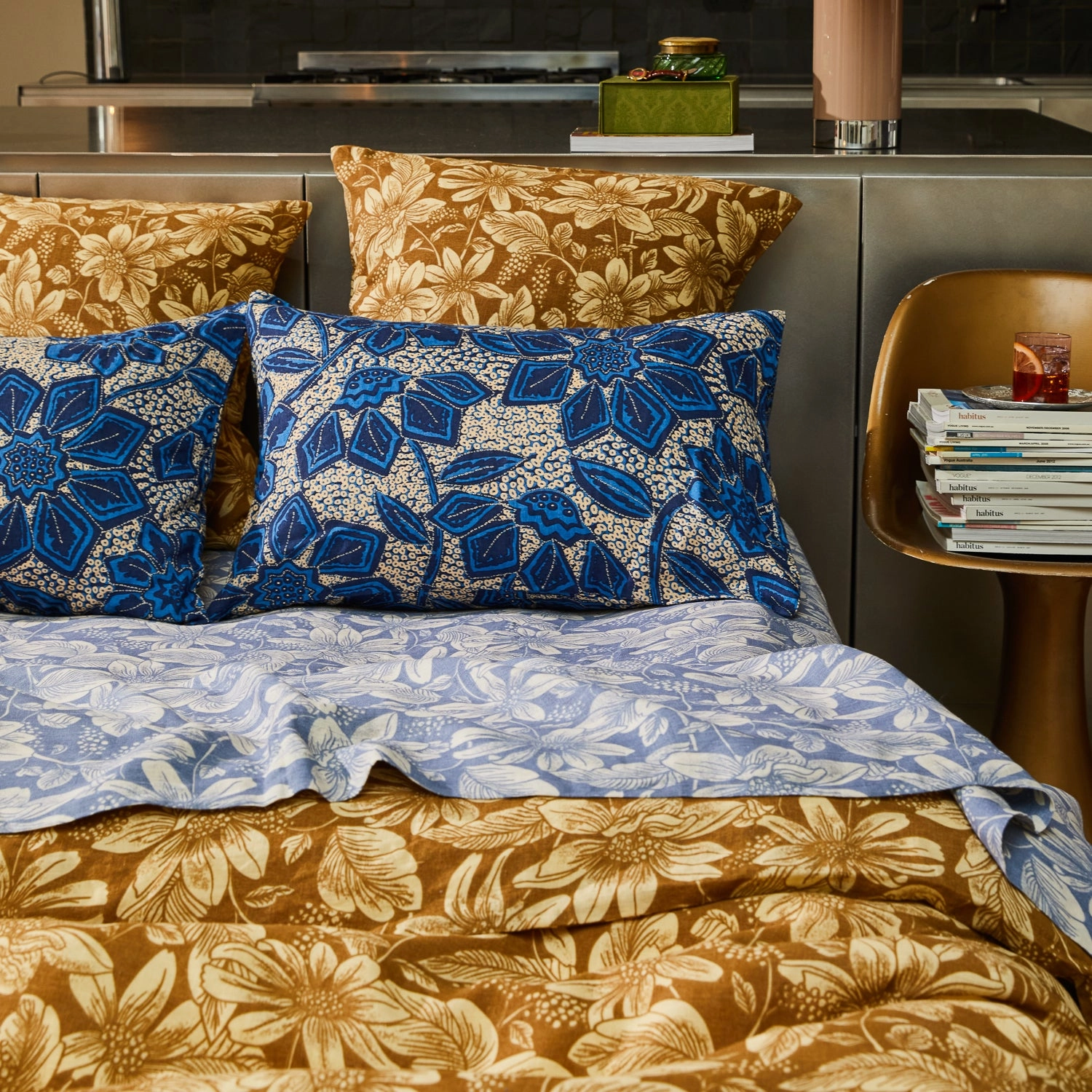 Amrita Linen Quilt Cover - Ginger