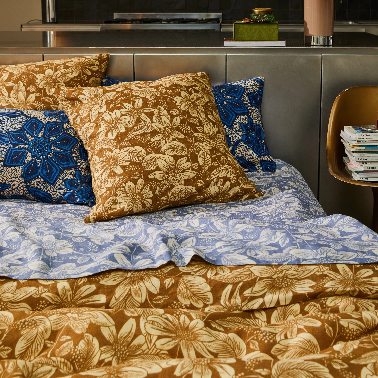 Amrita Linen Quilt Cover - Ginger