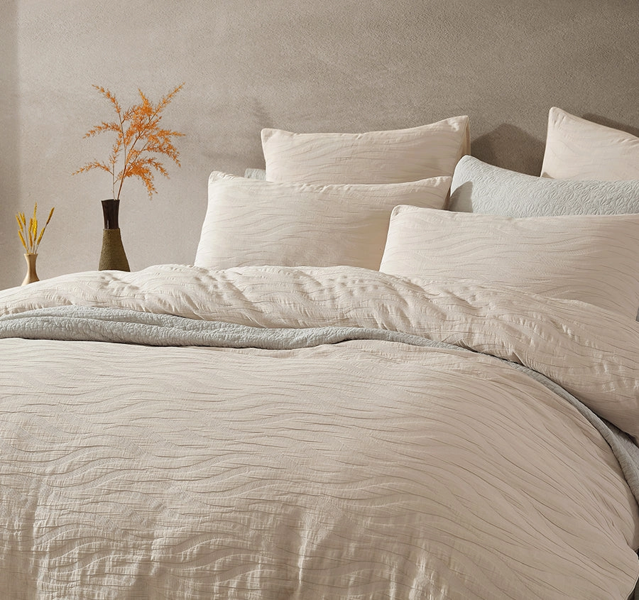Ariel Quilt Cover Set Range Stone