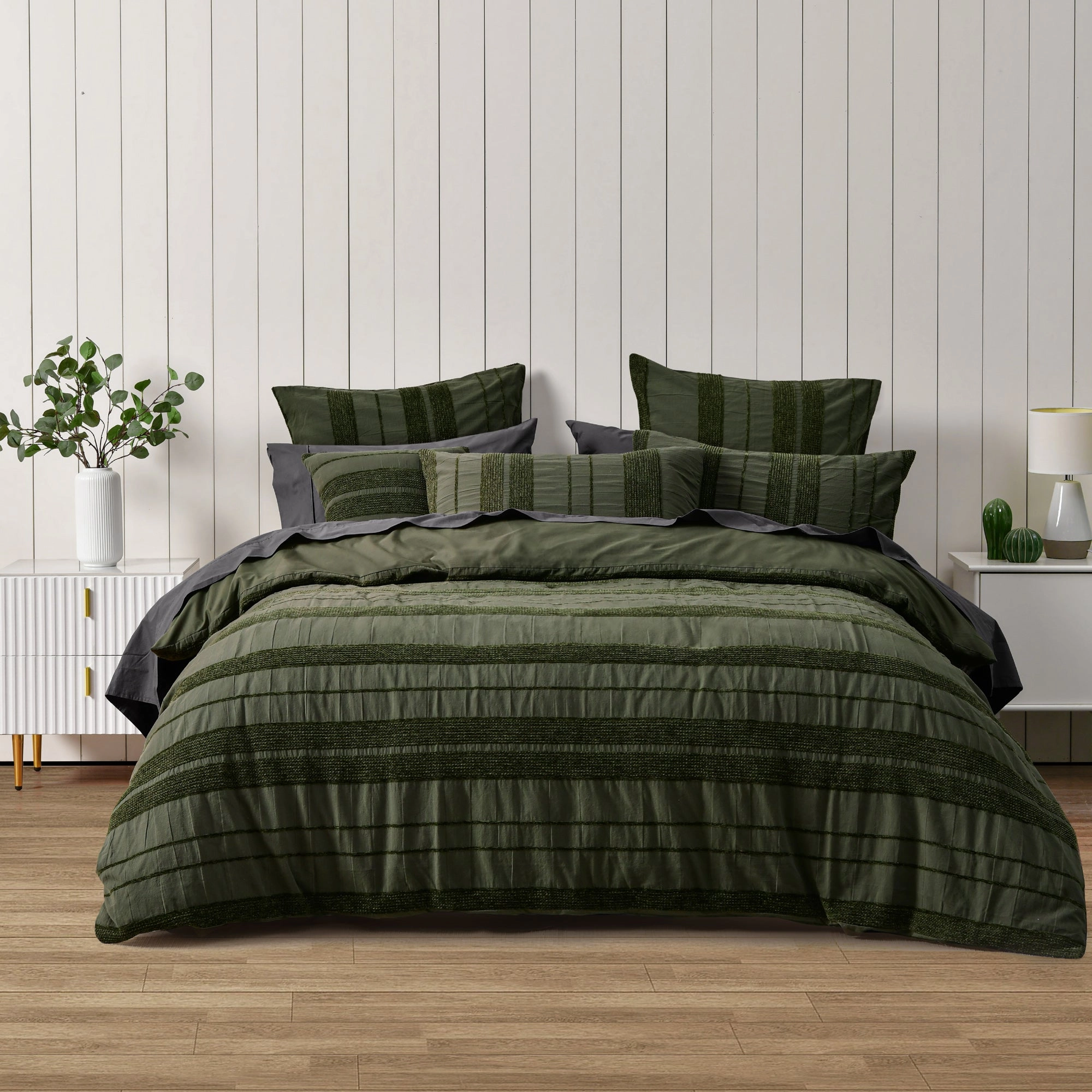 Avery Quilt Cover Set Forest Green