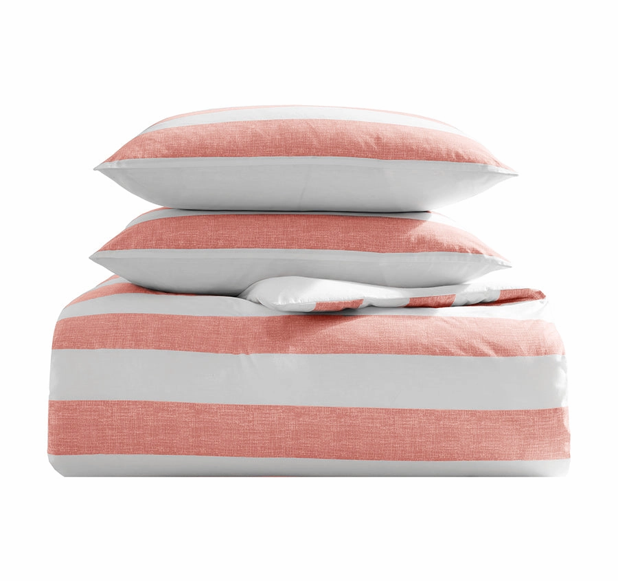 Awning Stripe Quilt Cover Set Range Coral