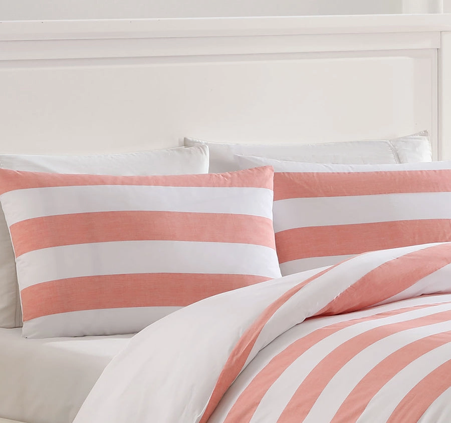 Awning Stripe Quilt Cover Set Range Coral