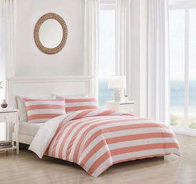 Awning Stripe Quilt Cover Set Range Coral