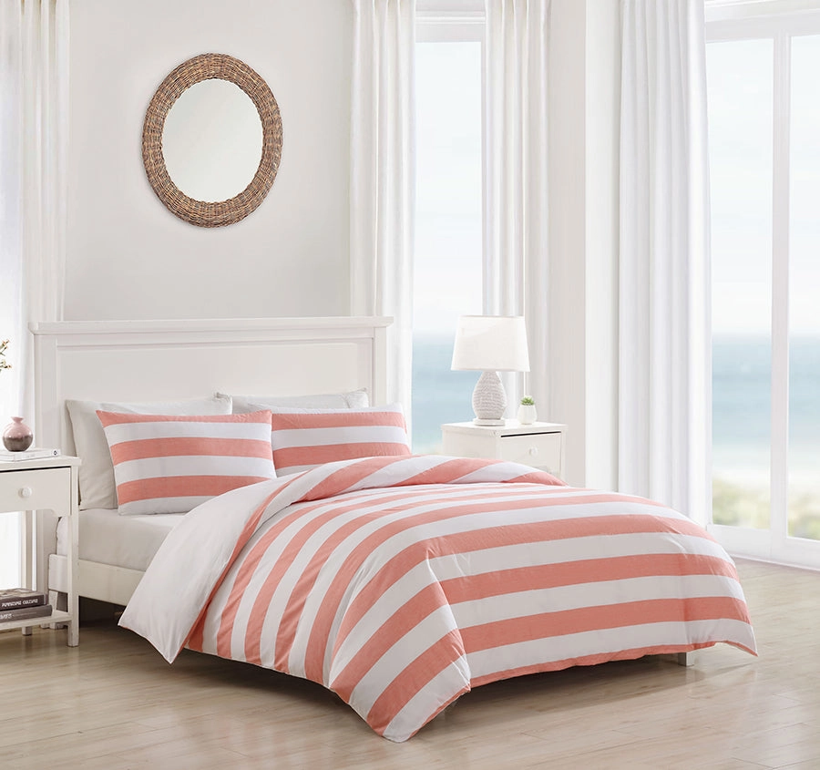 Awning Stripe Quilt Cover Set Range Coral