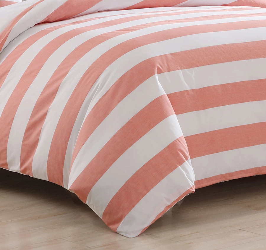 Awning Stripe Quilt Cover Set Range Coral