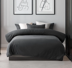 Bamboo Eco 400THC Cotton Quilt Cover Set Range Charcoal