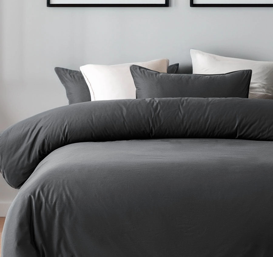 Bamboo Eco 400THC Cotton Quilt Cover Set Range Charcoal