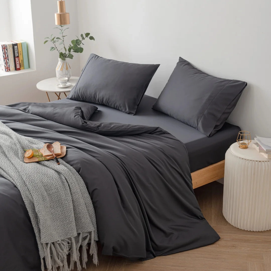 Bamboo Quilt Cover - Charcoal