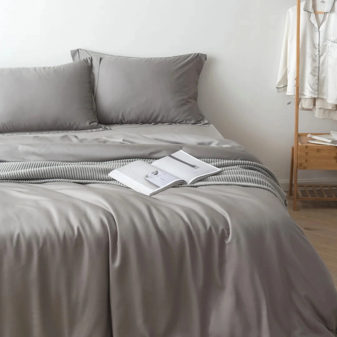 Bamboo Quilt Cover Set - Stone Grey