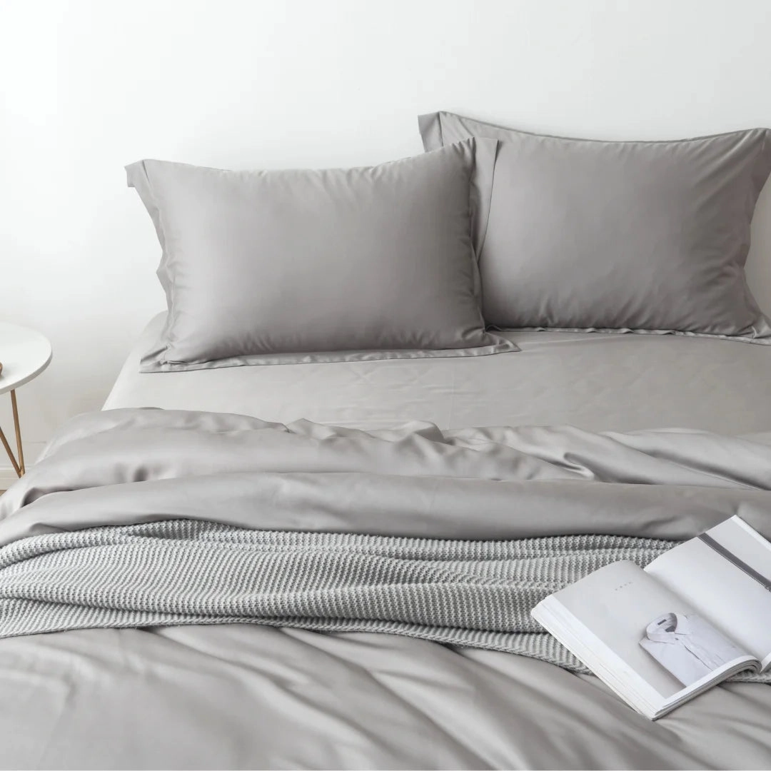 Bamboo Quilt Cover Set - Stone Grey