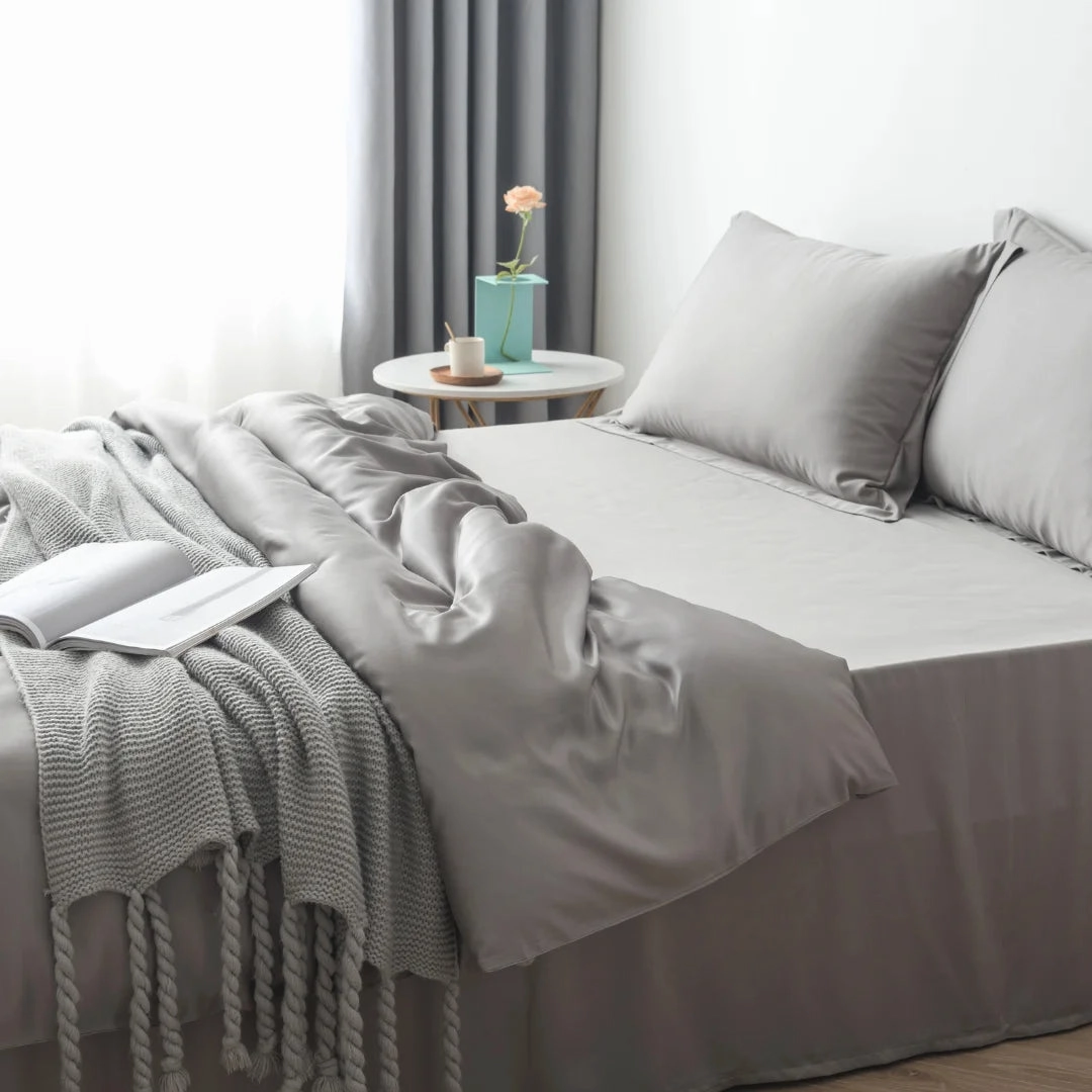 Bamboo Quilt Cover Set - Stone Grey