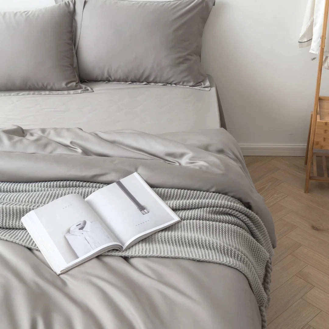 Bamboo Quilt Cover Set - Stone Grey