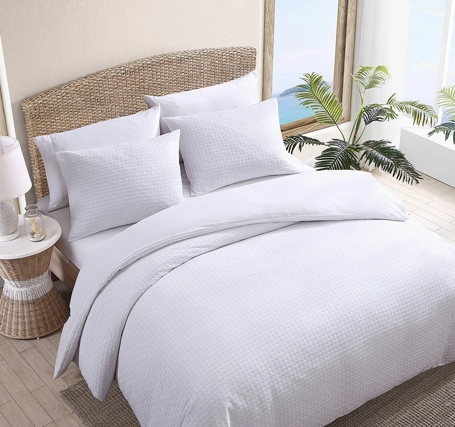 Basket Weave Quilt Cover Set Range White