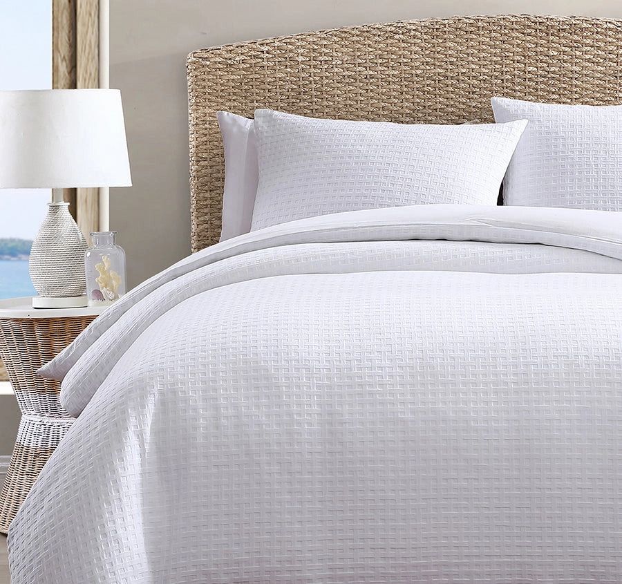 Basket Weave Quilt Cover Set Range White