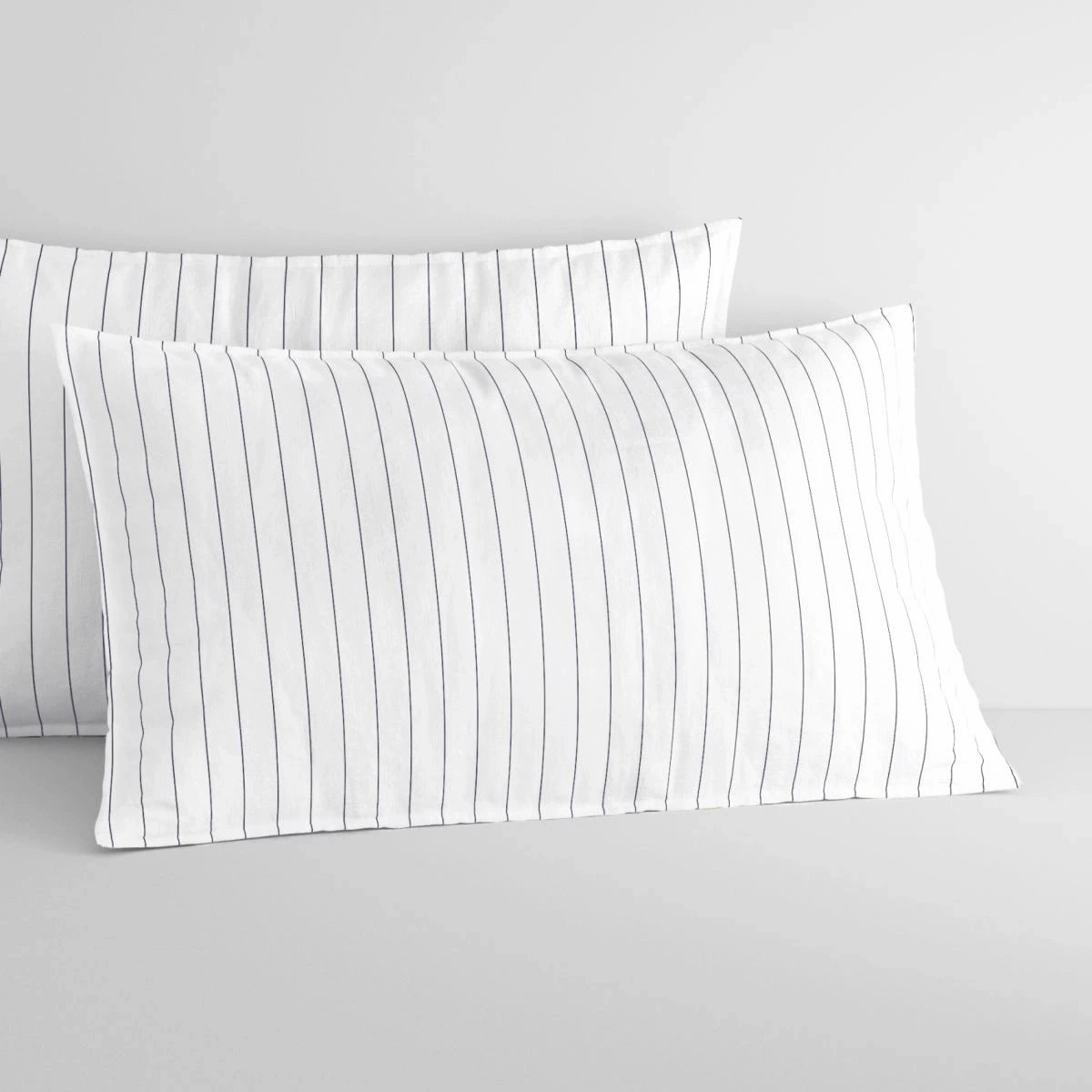 Bayley Stripe Washed Percale Quilt Cover Set WHITE by Sheridan