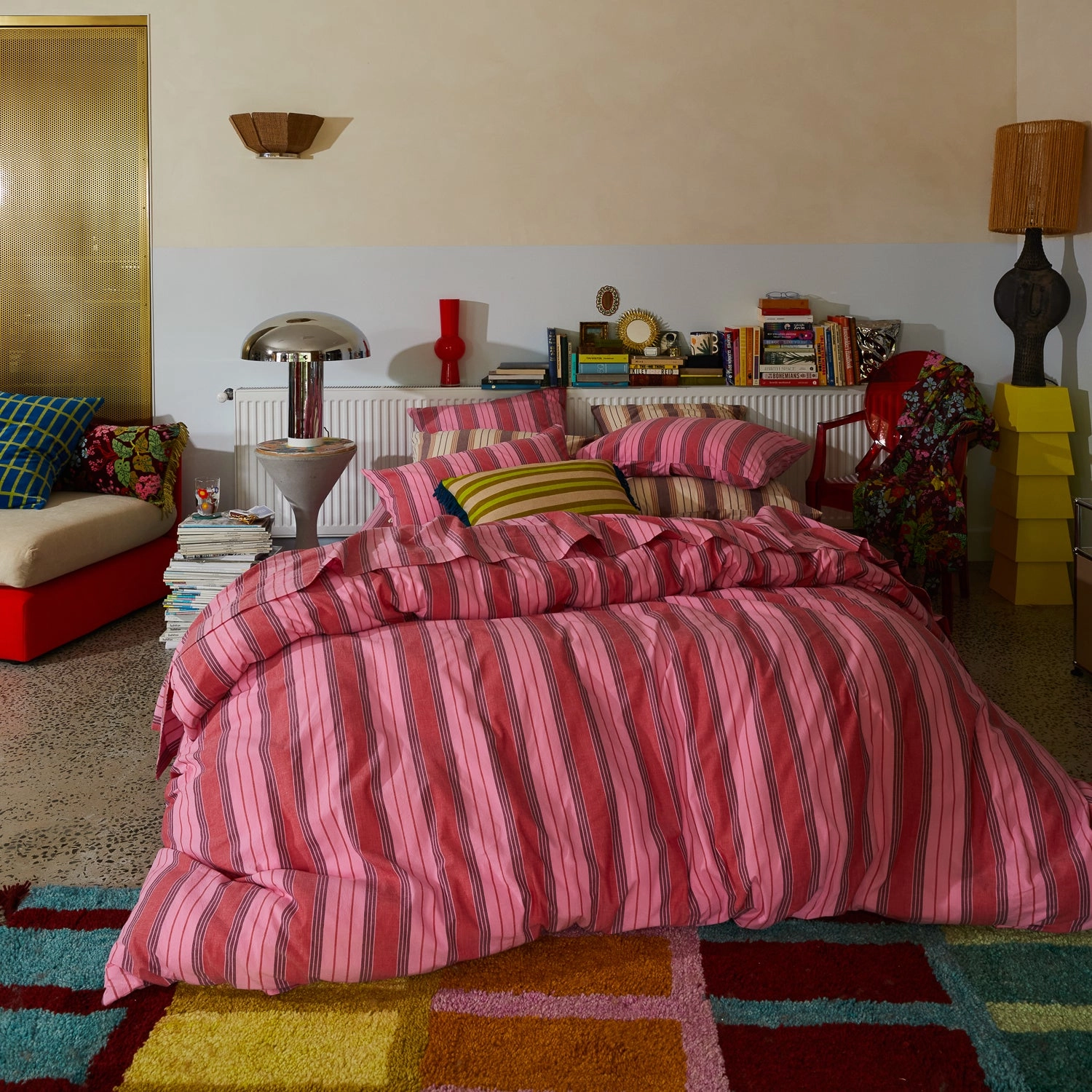 Brigitte Cotton Quilt Cover - Scarlet