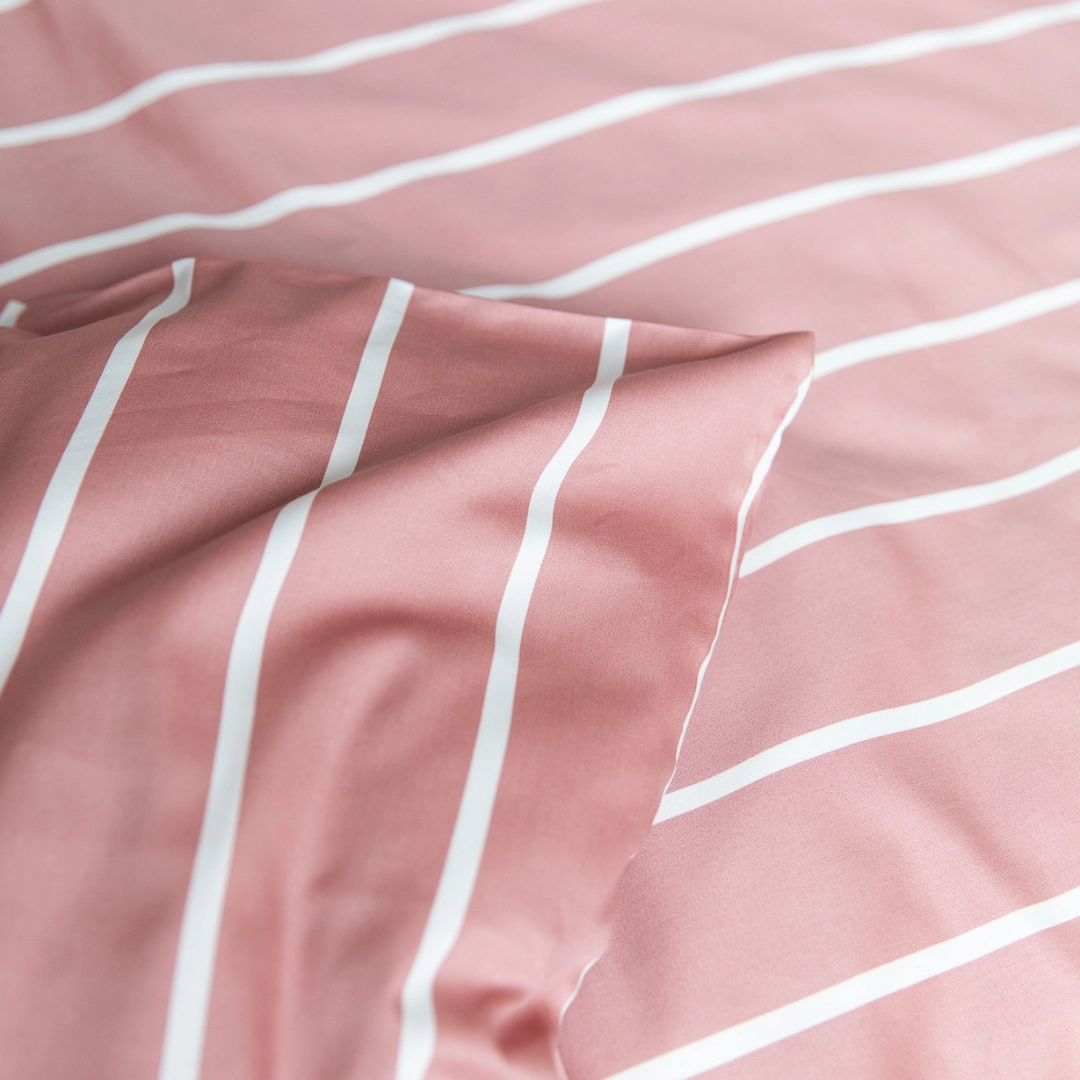 Brooklyn Stripe Bamboo Cotton Quilt Cover Set - Dust