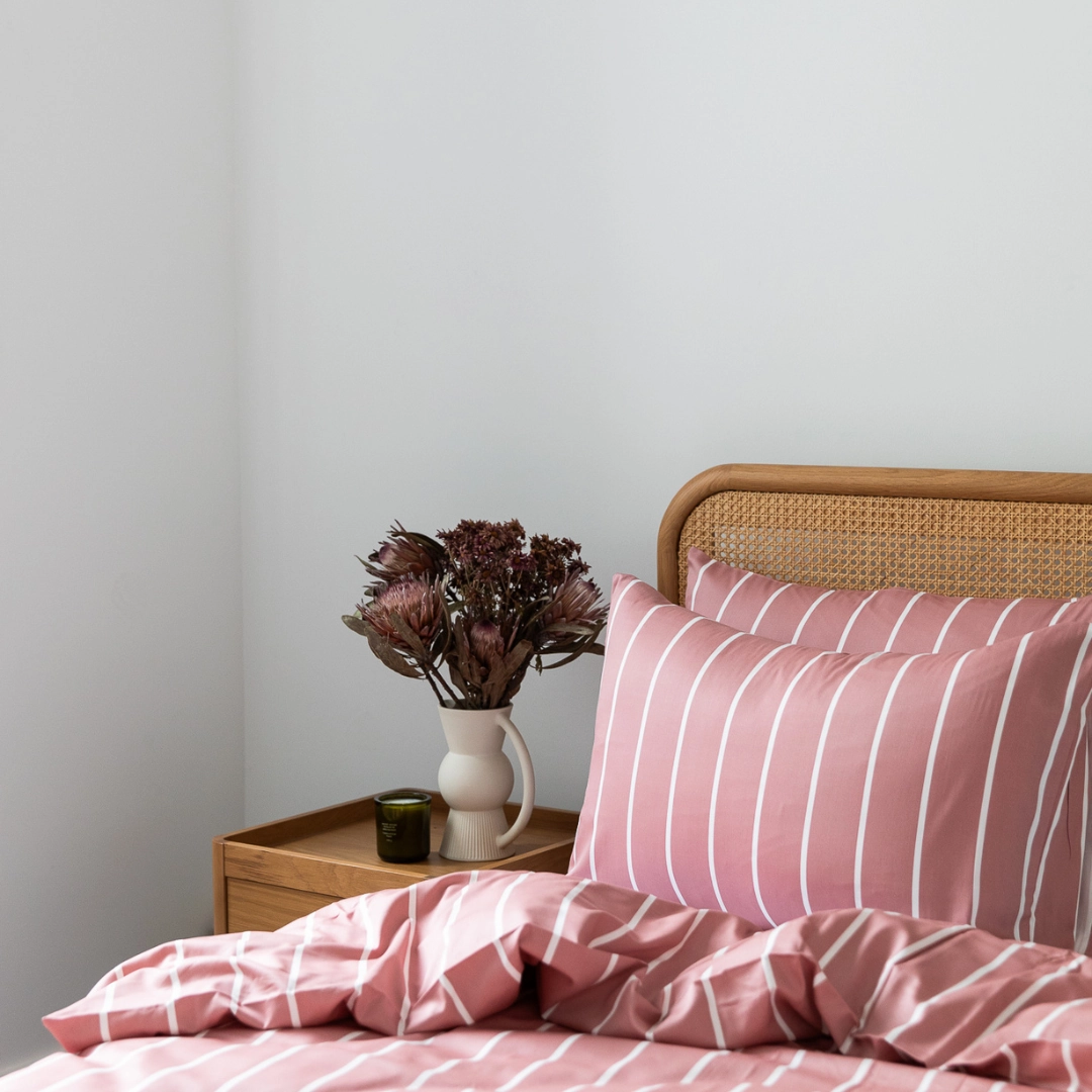 Brooklyn Stripe Bamboo Cotton Quilt Cover Set - Dust