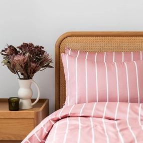 Brooklyn Stripe Bamboo Cotton Quilt Cover Set - Dust