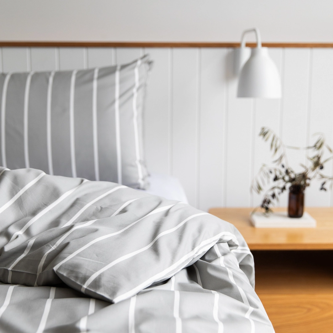Brooklyn Stripe Bamboo Cotton Quilt Cover Set - Grey