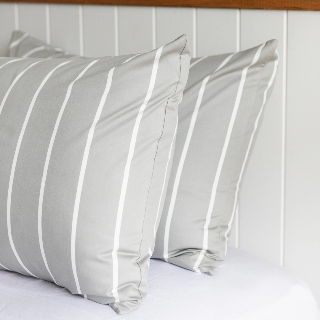 Brooklyn Stripe Bamboo Cotton Quilt Cover Set - Grey