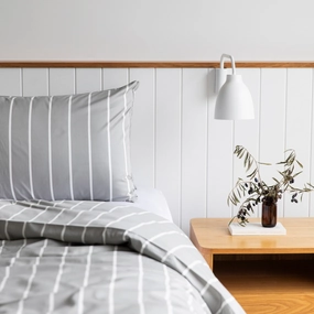 Brooklyn Stripe Bamboo Cotton Quilt Cover Set - Grey