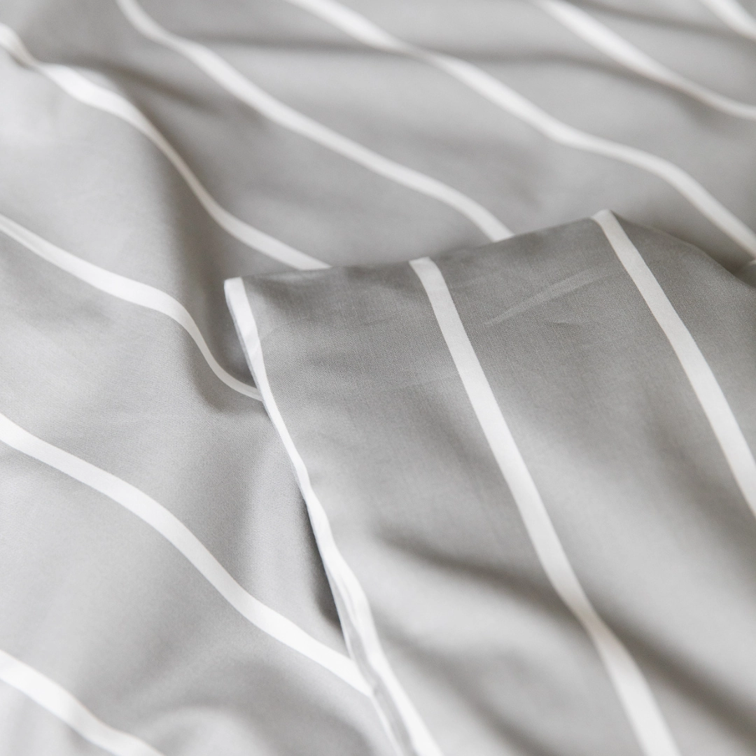 Brooklyn Stripe Bamboo Cotton Quilt Cover Set - Grey