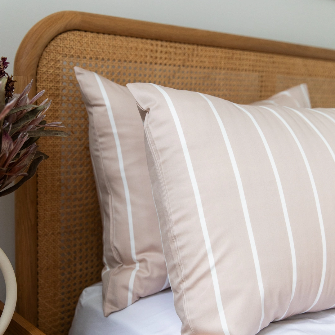 Brooklyn Stripe Bamboo Cotton Quilt Cover Set - Taupe