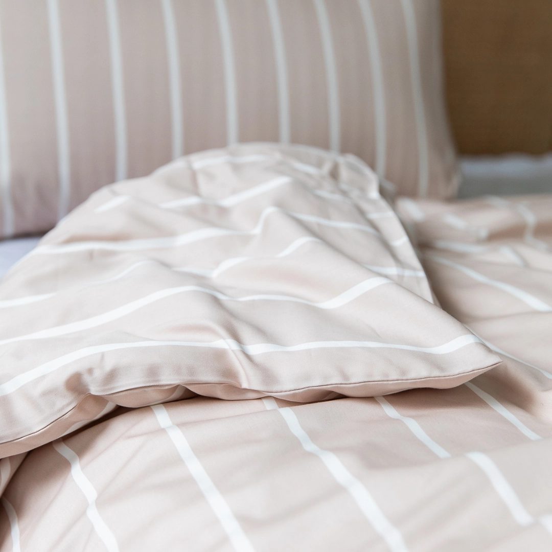 Brooklyn Stripe Bamboo Cotton Quilt Cover Set - Taupe