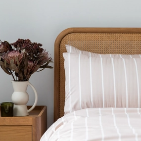 Brooklyn Stripe Bamboo Cotton Quilt Cover Set - Taupe