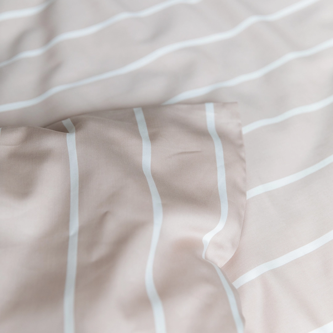 Brooklyn Stripe Bamboo Cotton Quilt Cover Set - Taupe