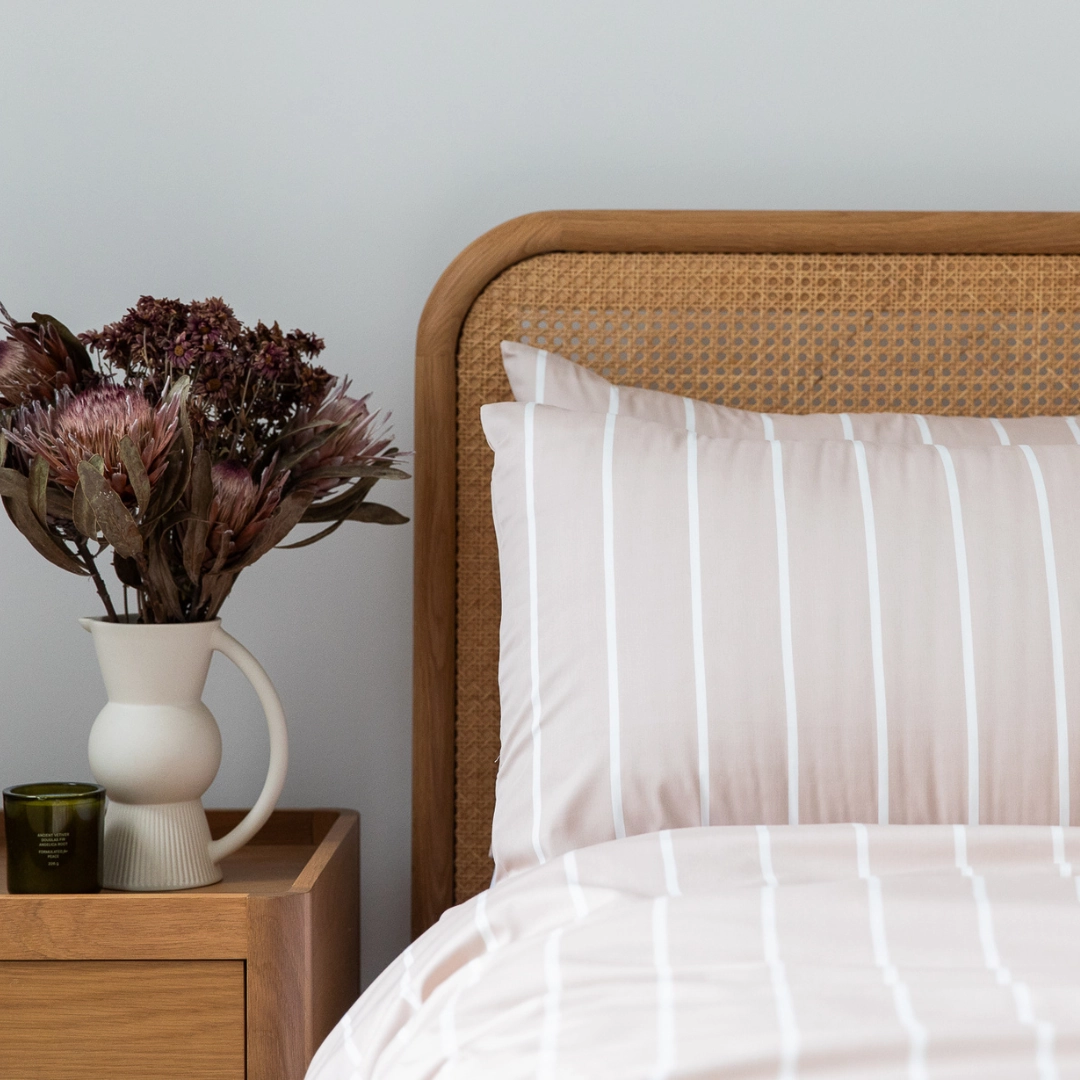 Brooklyn Stripe Bamboo Cotton Quilt Cover Set - Taupe