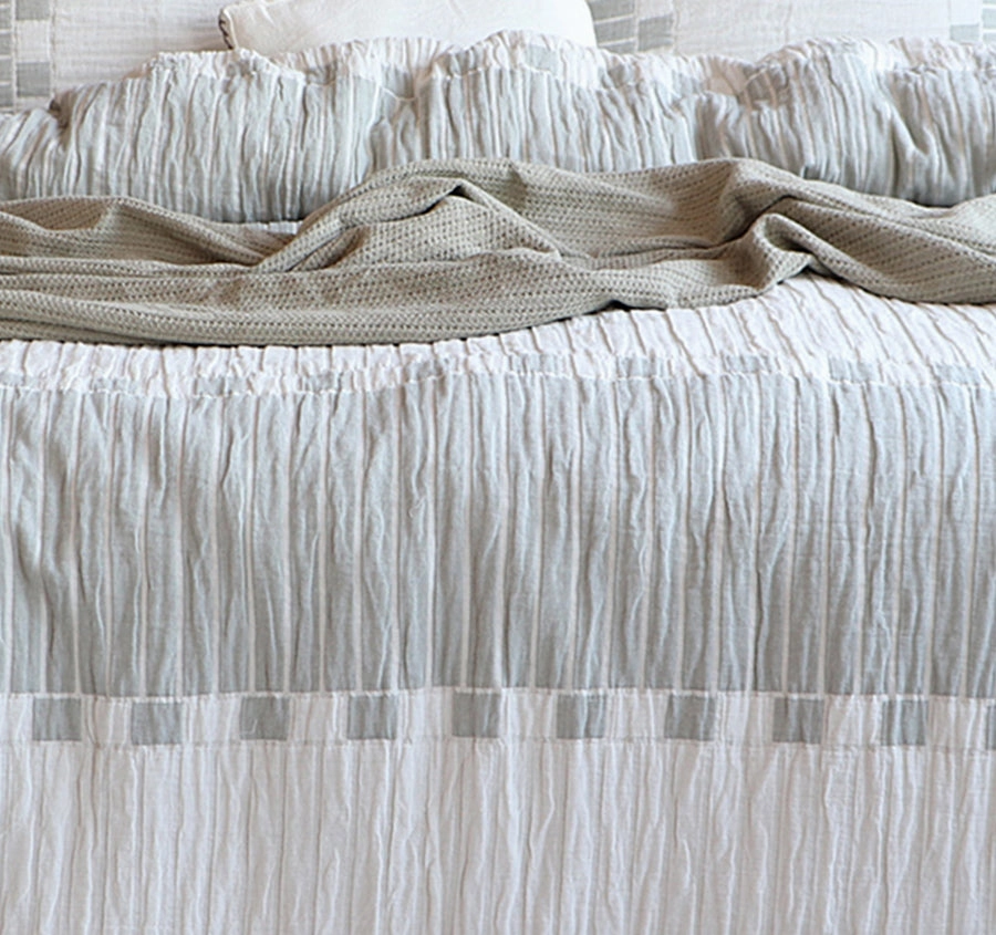 Brooks Quilt Cover Set Range White and Sage