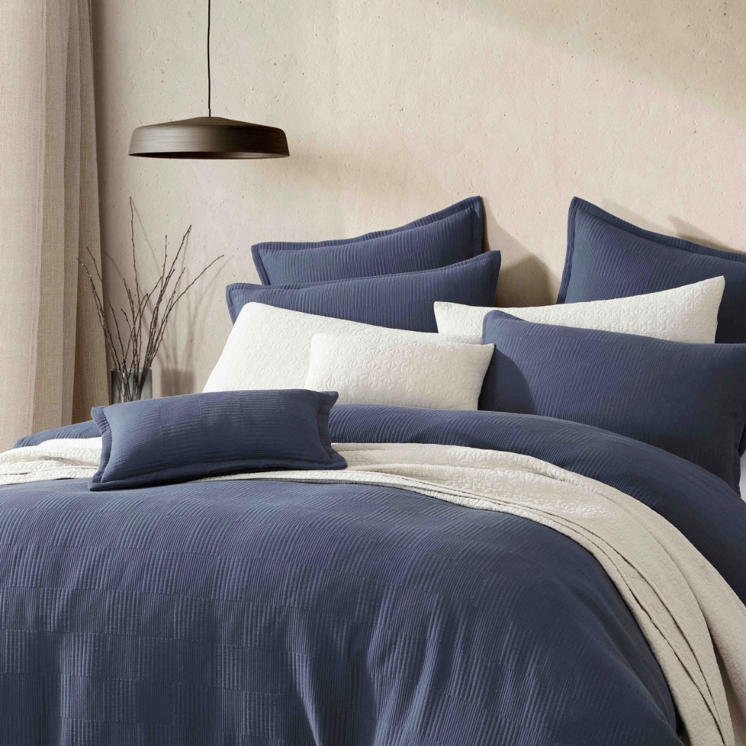Caspian Indigo Quilt Cover Set by Logan and Mason Platinum